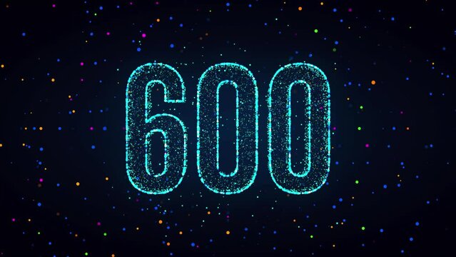 Futuristic Blue Colorful Shiny 3d Motion View Number 600 Lines Effect With Square Dots And Lines Sparkle Optical Light Flare