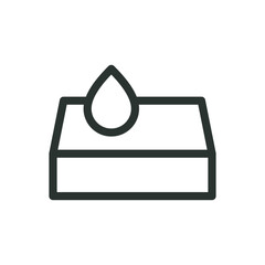 Sponge with soap drop isolated icon, sponge for washing dishes vector icon with editable stroke