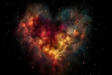 Fototapeta na wymiar heart-shaped nebula with bursts of color and starlight, created with generative ai