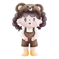 Fototapeta premium watercolor cute chocolate kid, chocolate lovers, chocholate world element Illustration