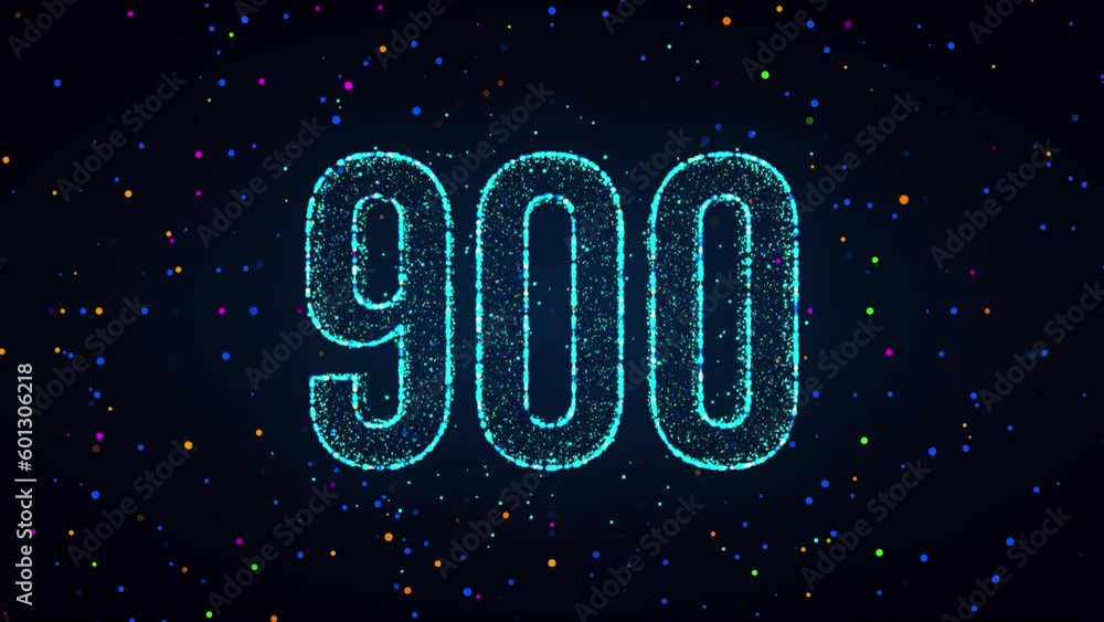 Poster futuristic blue colorful shiny 3d motion view number 900 lines effect with square dots and lines spa