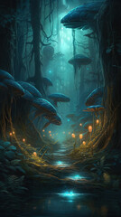 Fototapeta premium Magic forest,created with generative ai tecnology.