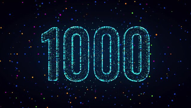 Futuristic Blue Colorful Shiny 3d Motion View Number 1000 Lines Effect With Square Dots And Lines Sparkle Optical Light Flare