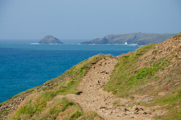 View of the coast of the sea, Cornwall