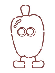 ピーマンのシンプルでかわいいキャラクター線画イラスト