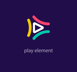 Creative play sign logo. Unique color transitions. Startup logo template. vector.