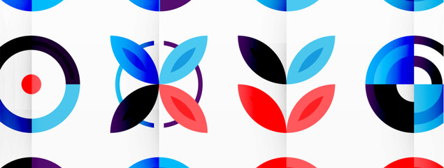 Colorful circles in a grid composition abstract background. Design for wallpaper, banner, background, landing page, wall art, invitation, prints, posters