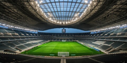 Fototapeta na wymiar Large professional football stadium. Beautiful illustration picture. Generative AI
