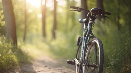 Naklejka na ściany i meble beautiful landscape image with Bicycle at park. Generative Ai.