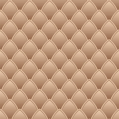 Scale seamless pattern, brown pattern, fish scale, dragon scale. Brown color scale background.