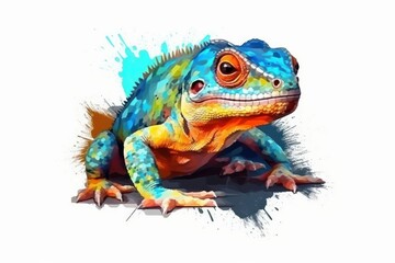 Obraz premium Oil painting style lizard logo. Beautiful illustration picture. Generative AI