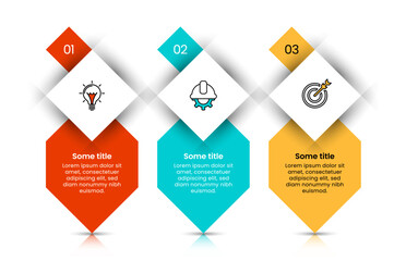 Infographic template. 3 standing banners with icons and text
