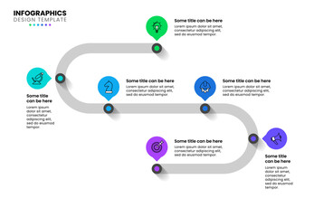 Infographic template. Timeline with 6 steps and icons