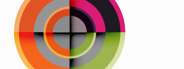 Obraz premium Circles with shadows trendy minimal geometric composition abstract background