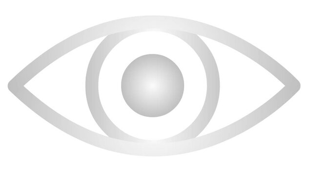 Animated silver eye close. blinks an eye. Linear icon. Looped video. Vector illustration on white background.