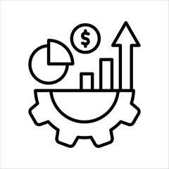 Profit growth icon, income increase graph chart icon, vector illustration on white background