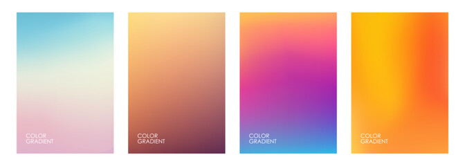 Summertime color gradients. Summer theme backgrounds for brochure covers, posters and flyers. Vector illustration.