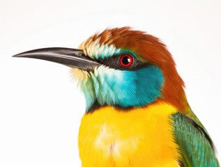Fototapeta premium Closeup shot of a beautiful bee-eater bird isolated on a white background