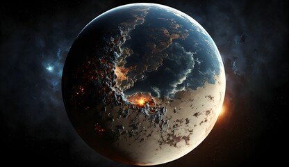 view of the exoplanet, view from space, high detail, photorealistic