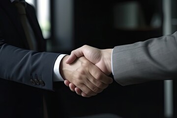 Successful Business Partnership. Teamwork, Cooperation and Handshake. Generative AI illustrations.