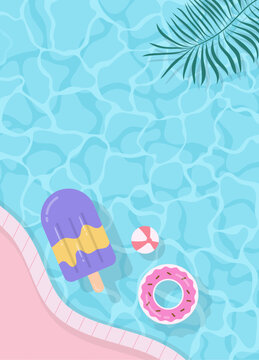 Flat design of summer pool background illustration