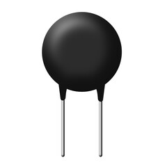 Black thermistor icon on white background. NTC Thermistor Resistor sign. 3d style.