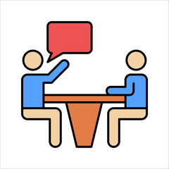 Brainstorming and teamwork icon. Business meeting. Debate team. Discussion group. vector illustration on white background