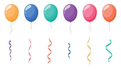 Birthday and celebration with colorful balloon and ribbons