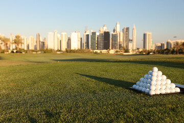 Golf course, background, Dubai City, golf ball.