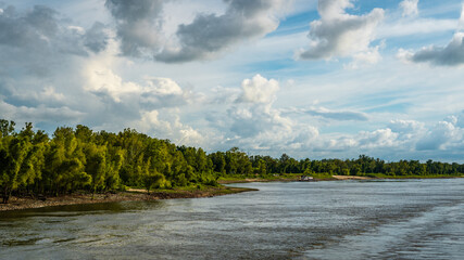 landscape with river and clouds. New Orlans, USA having this scenic view.  