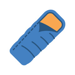 Camping tourist sleeping bag icon. Hiking equipment for sleep isolated on white background.
