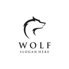 Obraz premium Night wolf abstract Logo template design simple isolated background.Vector illustration.