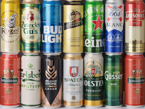 Various international brands beer cans