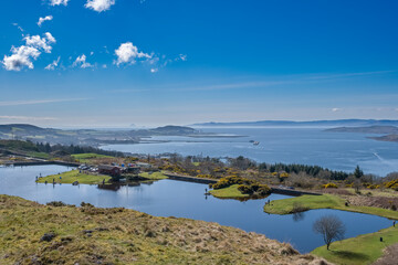 Looking down the clyde estuary over to Arran or over to Hunterston and Ailsa Craig in the distance