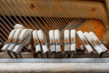 Old broken piano. Distressed Piano.