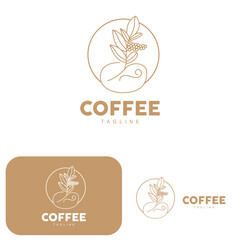 Coffee Logo, Coffee Tree Design, Cafe Drink Vector, Icon Brand Illustration Symbol