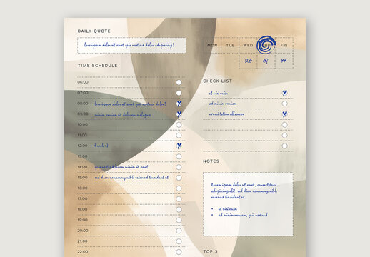 Daily Planner With Earth Tone Background and Generative AI