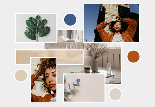 Minimal MoodBoard Layout With 6 Photo Options and Color Palette