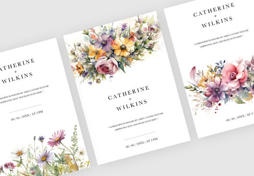 Save The Date Wedding Invitations With Minimal Watercolor Paintings And Generative AI