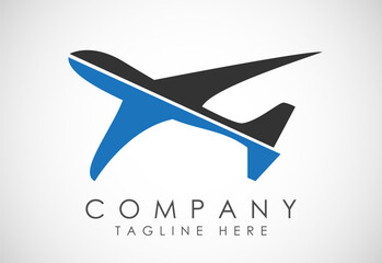 Airplane aviation vector logo design concept. Airline logo plane travel icon. Airport flight world aviation.