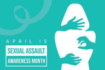 sexual assault awareness or prevention month april, to raise public awareness and educate communities and individuals on how to prevent sexual violence - obrazy, fototapety, plakaty