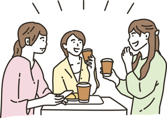 食事をしながら会話をする若い女性達
