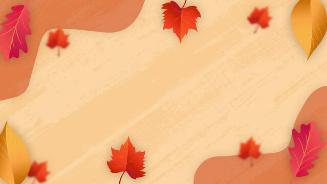 Autumn maple leaf cartoon scene motion seamless loop background	