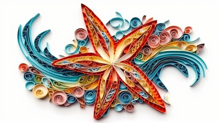 multi-dimensional origami quilling style illustration, paper quilling style, origami art, generative AI