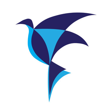 bird logo abstract blue bird