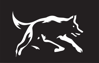 Obraz premium Running Wolf Silhouette Tattoo Art in Bold Black and White Design - Editable Vector File Perfect for Print and Digital Projects
