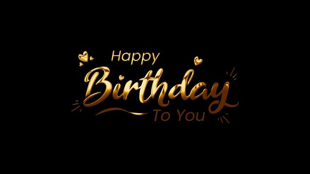 Happy Birthday Text Animated, Happy birthday gif golden text Handwritten animation, animated birthday wish. Good for birthday wishes. Suitable for greeting cards, celebrations. 4k video, 3D