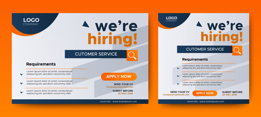 Creative social media post feed design. We are hiring banner, poster, announcement job for company	