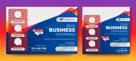 Business Conference webinar banners invitations design.