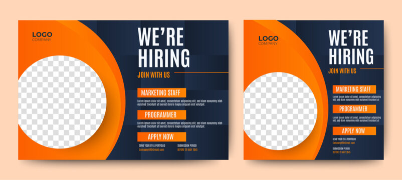 Poster for we are hiring. employees needed. Social media template job vacancy recruitment
